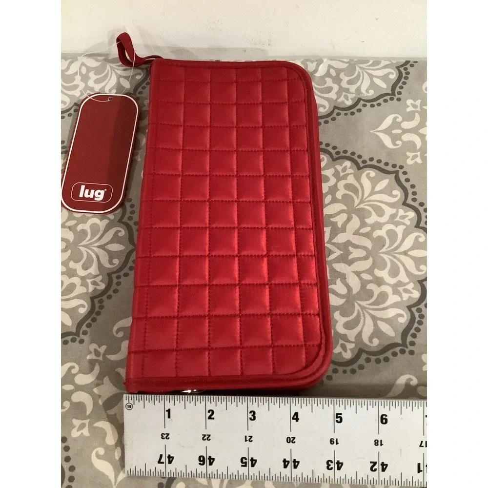 LUG Red  Tandem Quilted  Tango Zip Around Wallet Travel Passport Doc Holder